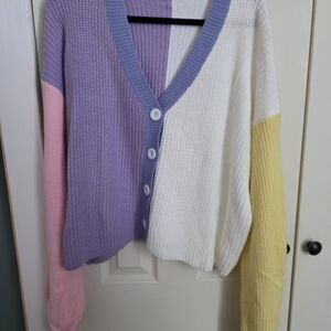Chic Soul Pastel Patchwork Cardigan